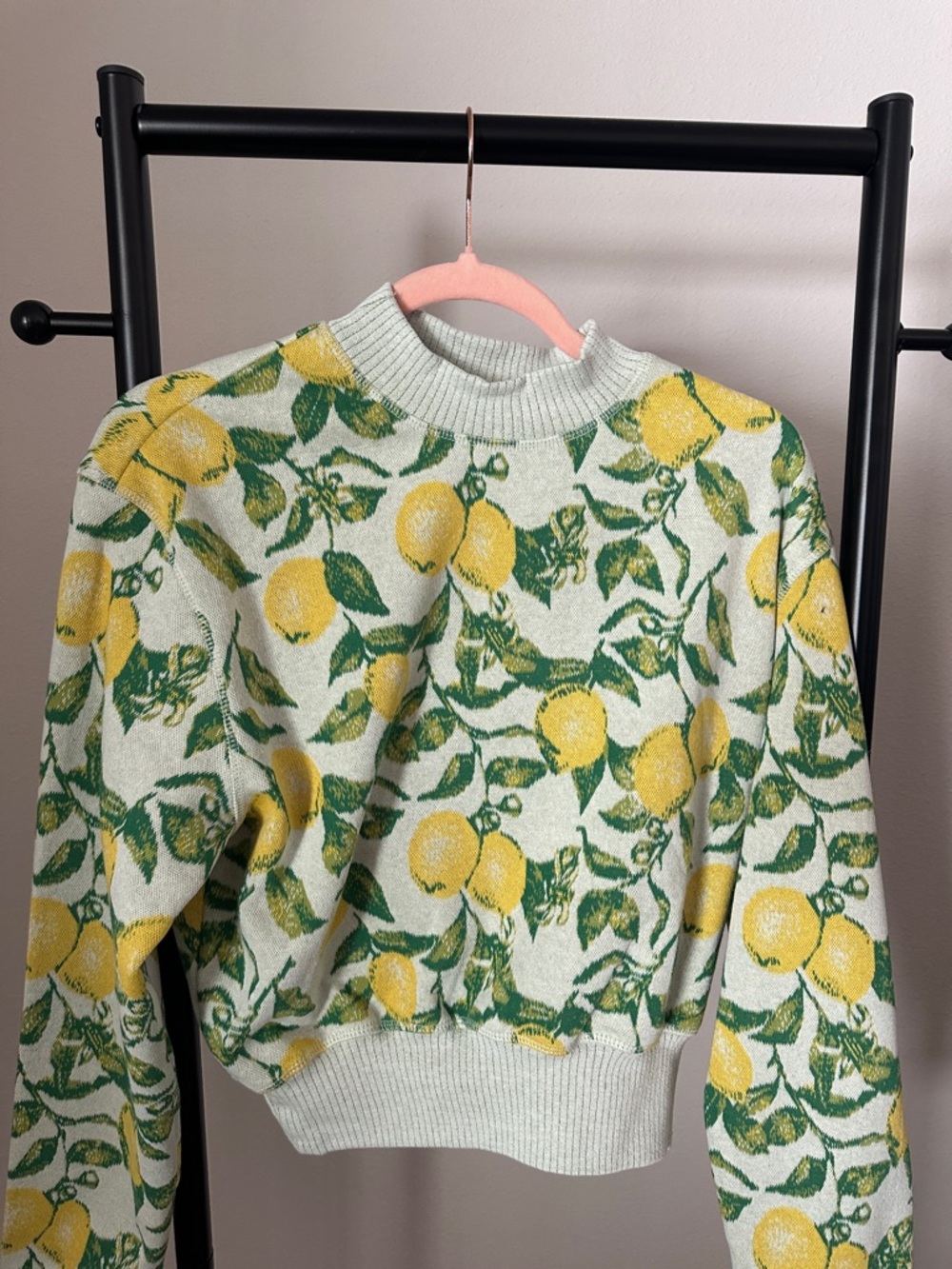 Lemon Print Crewneck Sweatshirt - Yellow/Green